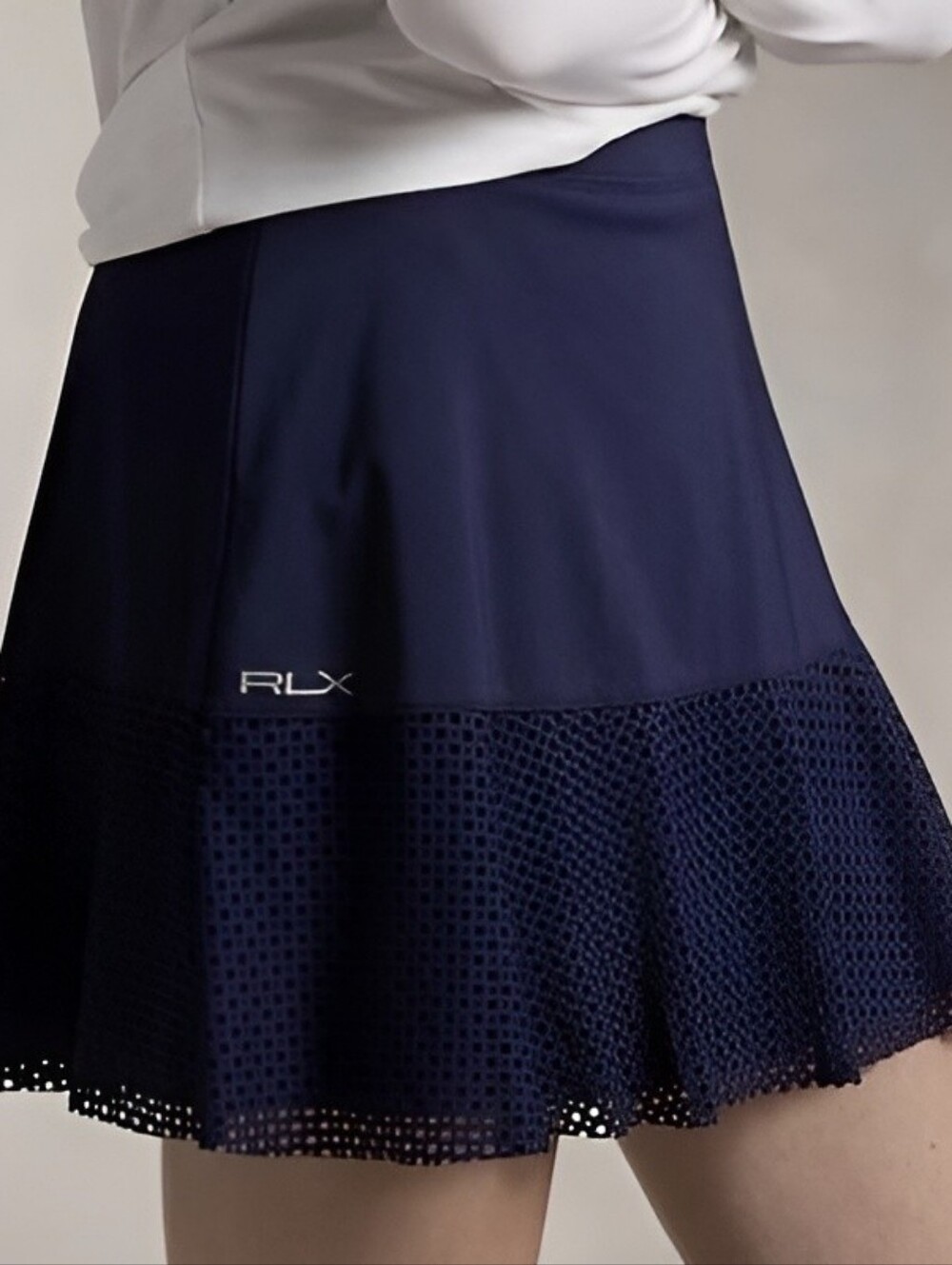 NWT!! RLX RALPH LAUREN Navy Skort Golf Tennis Eyelet Athletic Pleated Sz L